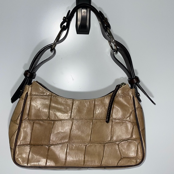 DOONEY & BOURKE TAN CROC BIT LEATHER HOBO PURSE - Picture 9 of 12